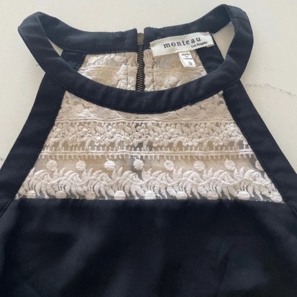 Monteau | Black High Neck Lace Crochet Sleeveless Blouse, Size S - Picture 1 of 9